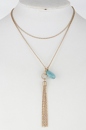 Wrap Around Necklace With Tassel And Stone 6FCD9